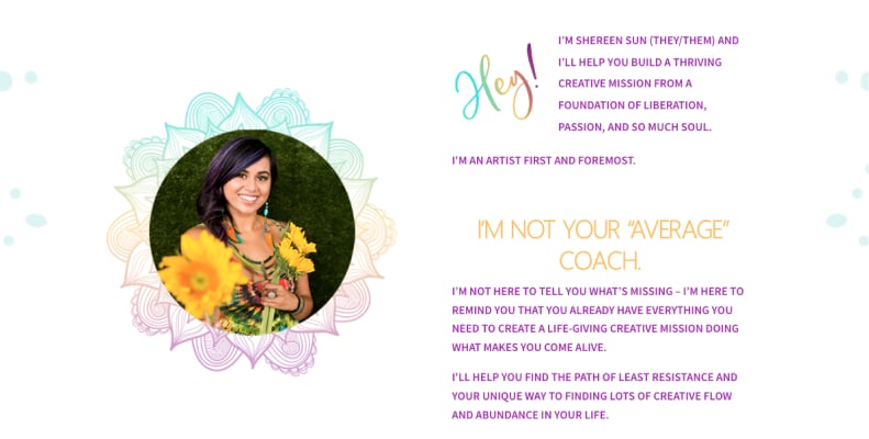 A coach bio from Shereen Sun, one of Lovepixels' clients