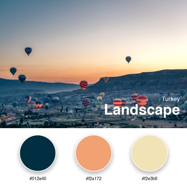 7. Turkey Landscape - Branding Color Palette #012e40 #f2a172 #f2e3b6